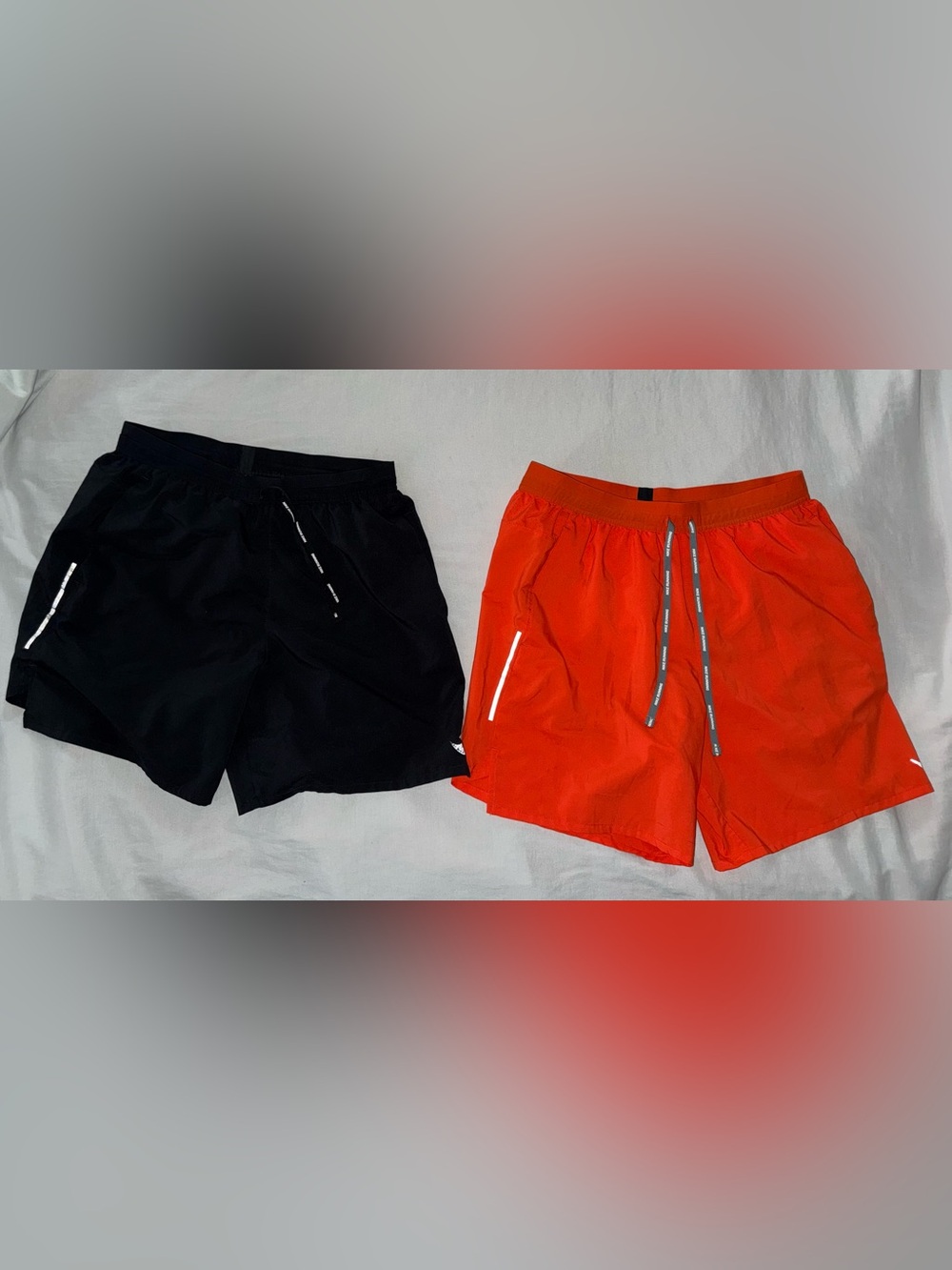 Nike Men’s Dri Fit Running Lined Shorts Black Orange Medium 7” Inseam